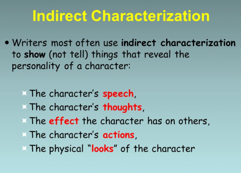 What Do Indirect Characterization Means